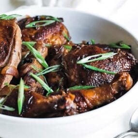 bowl of filipino chicke nadobo