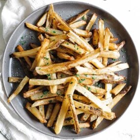 plate full of french fries or pommes frites