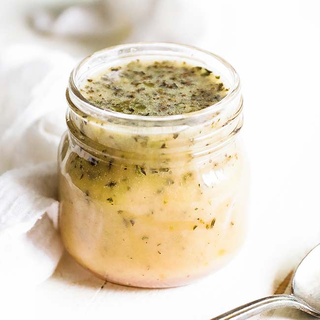 small jar of greek salad dressing