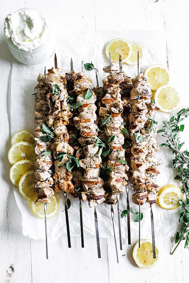 chicken souvlaki kebabs with tzatziki