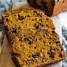 slices of homemade pumpkin bread