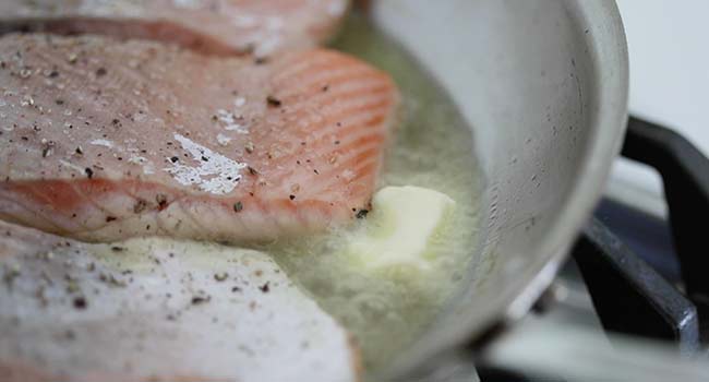 pan searing salmon in butter