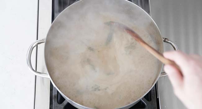 thickened gravy in a pot