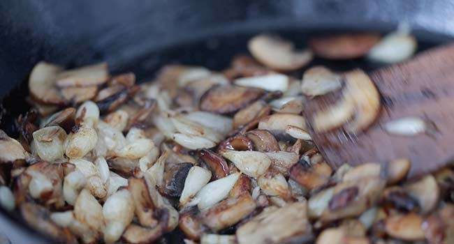 sautéed mushrooms in a pan