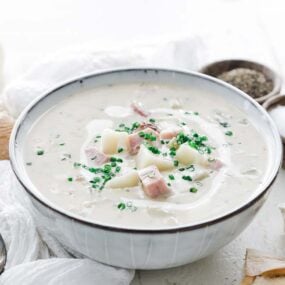 bowl of ham and potato soup