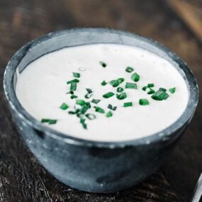 horseradish sauce in a ramekin