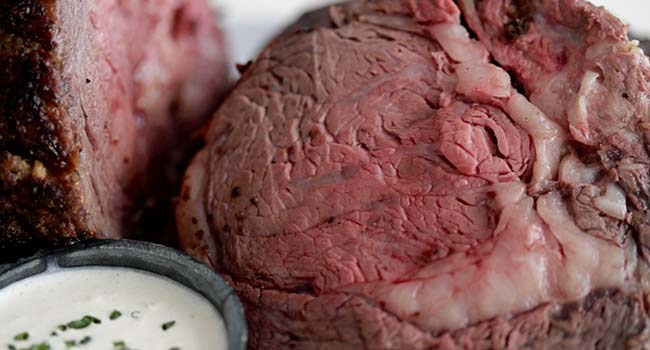 serving a prime ribeye roast with horseradish sauce