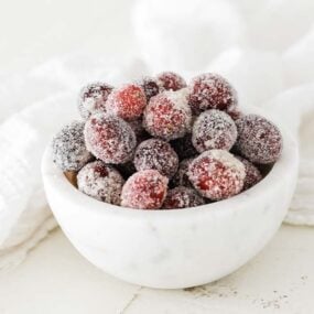 bowl of sugared cranberries