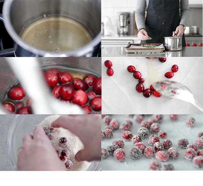 step-by-step procedures for making sugared cranberries