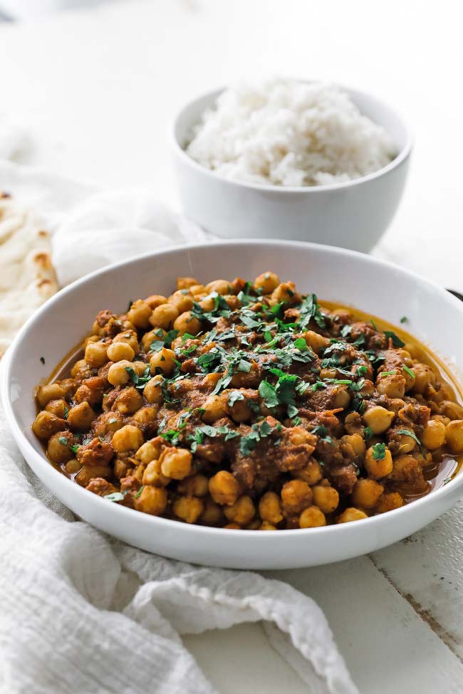 chickpea masala in a bowl