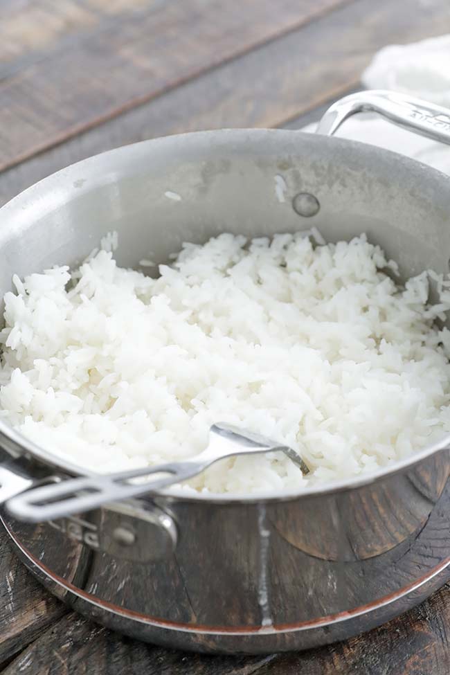 perfectly cooked rice in a pot