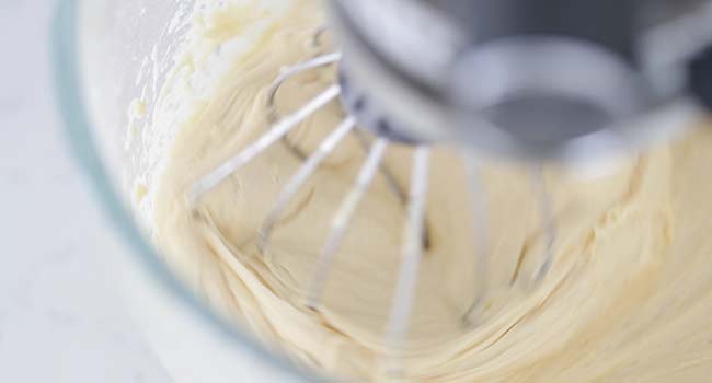 mixing together spaetzle batter in a stand mixer
