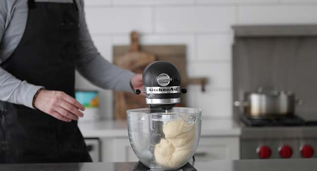 mixing a dough in a mixer