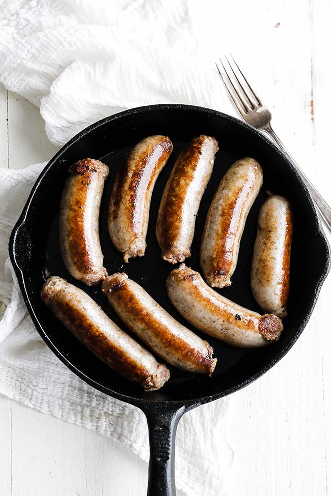 pan seared Irish style bangers