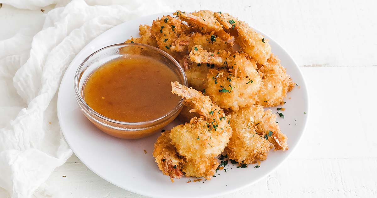 Baked coconut shrimp with mango dipping sauce - Caroline's Cooking