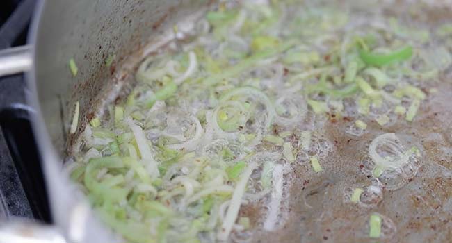 cooking leeks in bacon fat