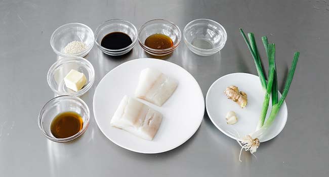 ingredients to make a halibut with honey-soy glaze