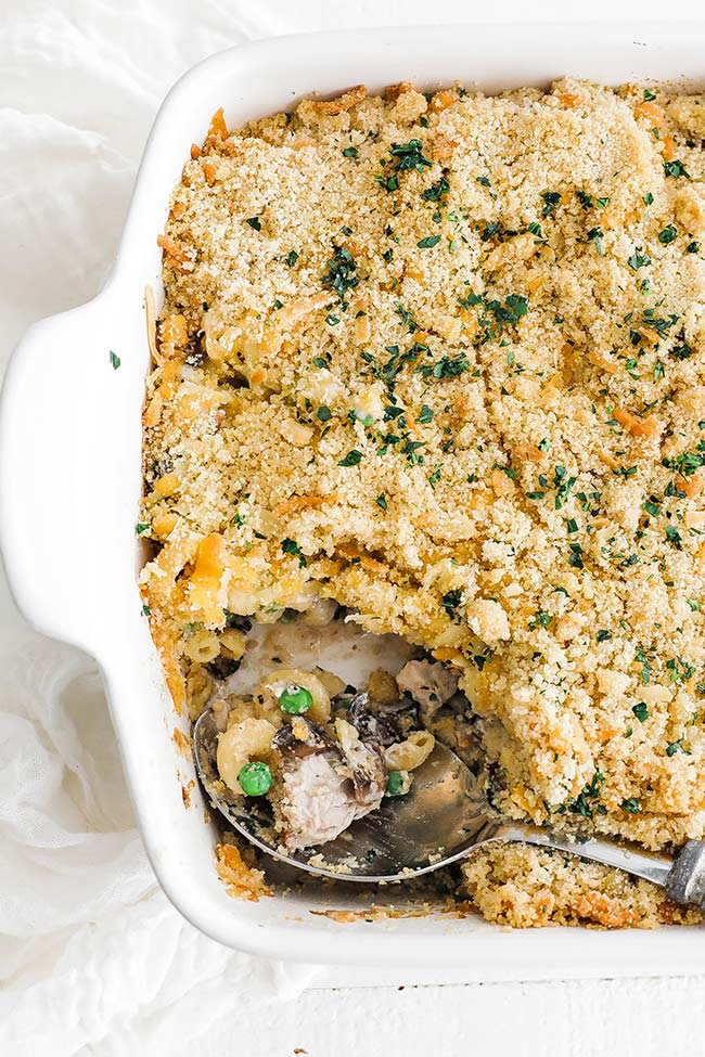 tuna casserole with a spoon