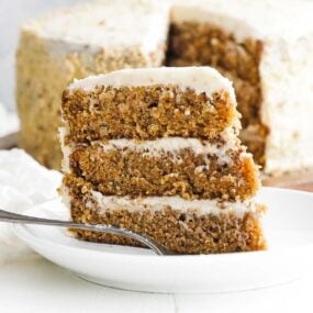 slice of carrot cake on a plate