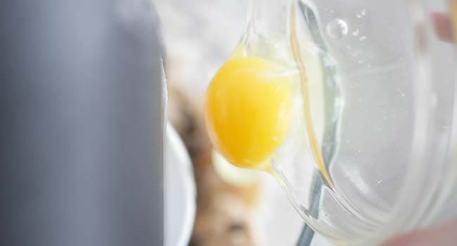 adding an egg to a stand mixer