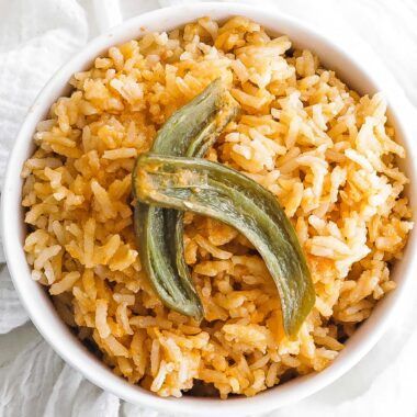 bowl of mexican rice with peppers