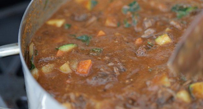 rondeau pot full of picadillo