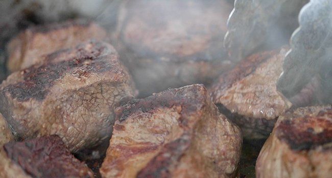 pan searing beef