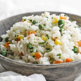 mexican white rice in a bowl