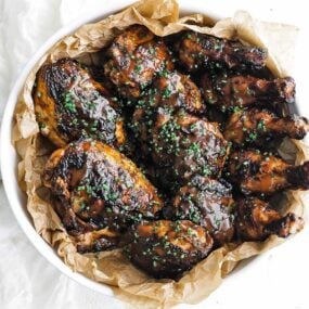 grilled bbq chicken in a bowl