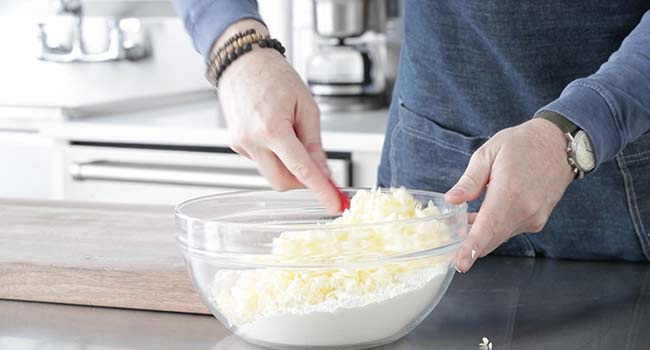 folding butter in with dry ingredients