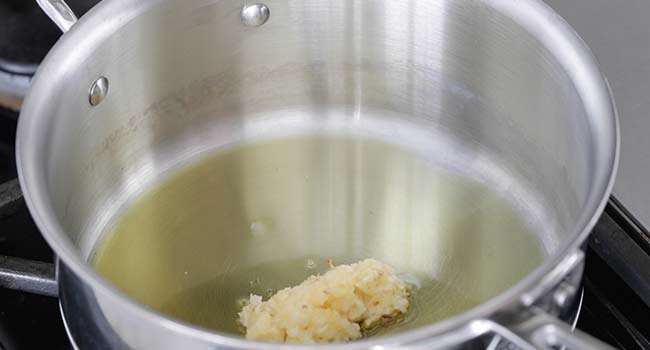 cooking garlic in a pan