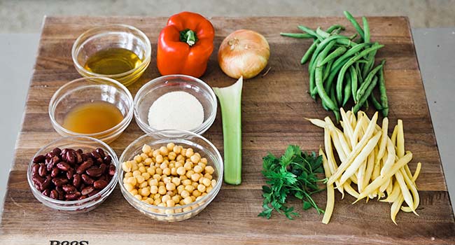 ingredients to make a three bean salad recipe