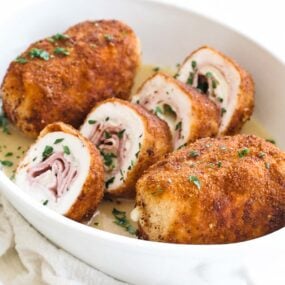 dish of classic chicken cordon bleu