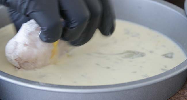 coating chicken in egg wash