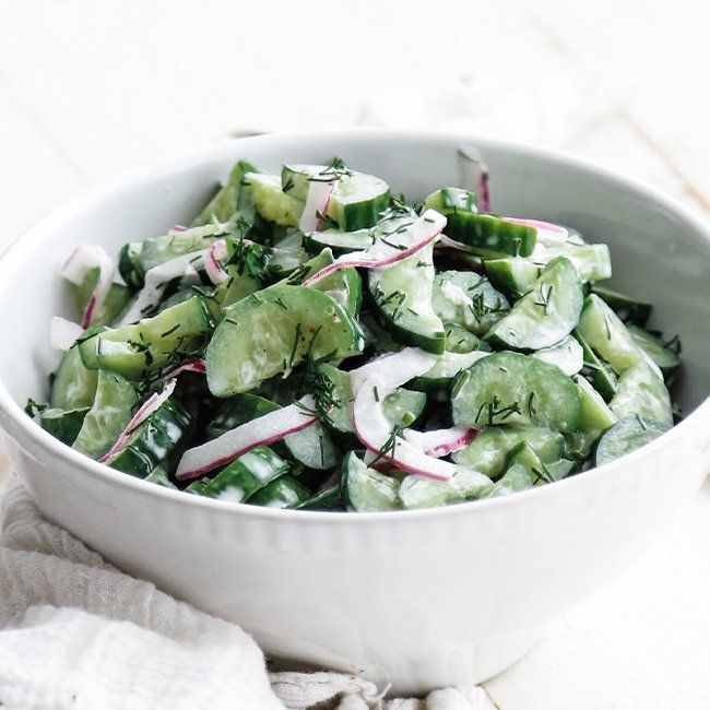 sliced cucumber salad with vinegar and onion