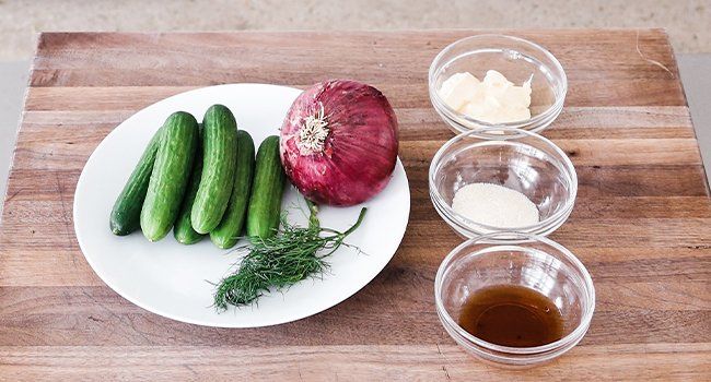 ingredients needed to make a cucumber salad