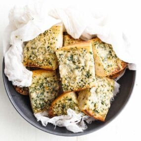 garlic bread in a bowl