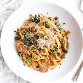 bowl of pasta with sausage