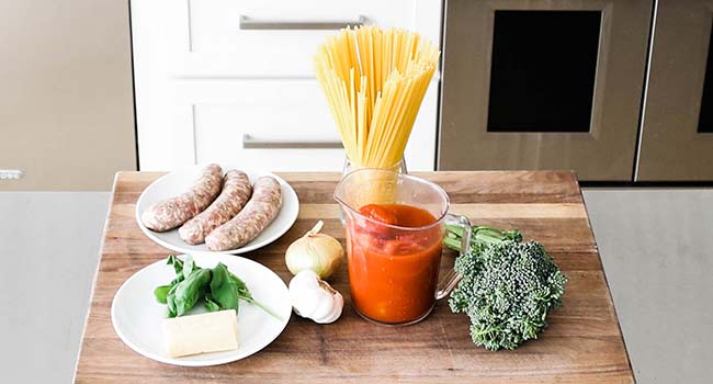 ingredients for pasta with sausage