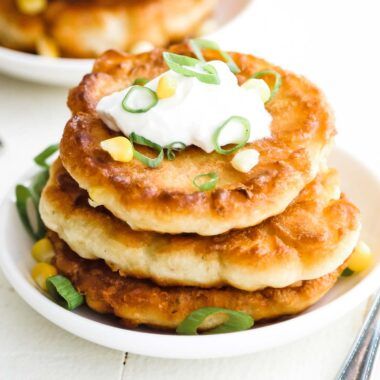 corn fritters with sour cream