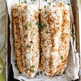 mexican street corn on a tray