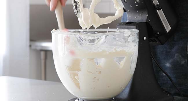 scraping a stand mixing bowl