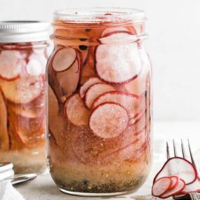 jar of pickled radishes