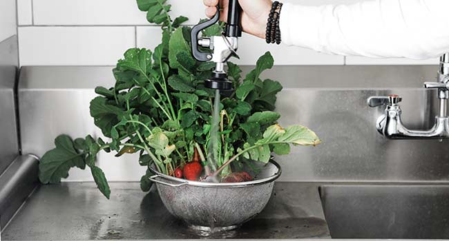 rinsing radishes