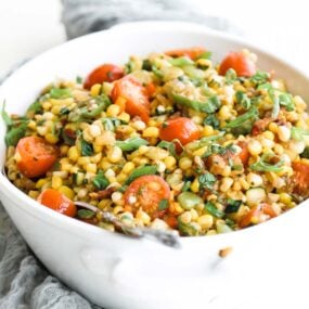 bowl of homemade corn succotash