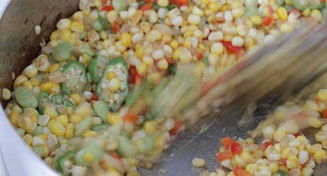 cooking corn and okra