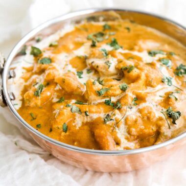 bowl of butter chicken with cream