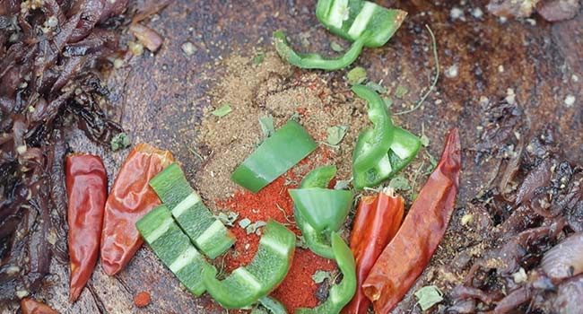 jalapeños and dried chiles