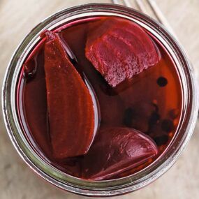 pickled beets in a jar