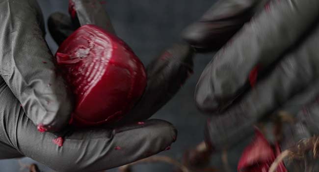 removing the skin off of cooked beets